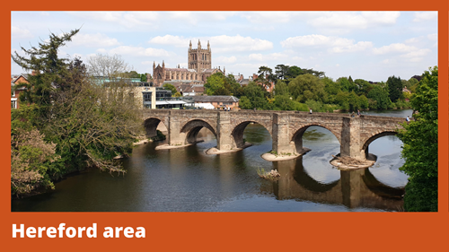 A photo of Hereford Cathedral and the Old Bridge