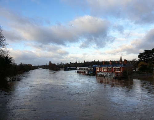 The River Wye in Hereford flooded during February 2020