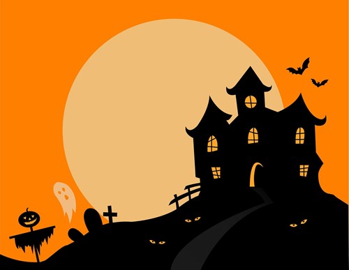 A spooky cartoon Halloween house