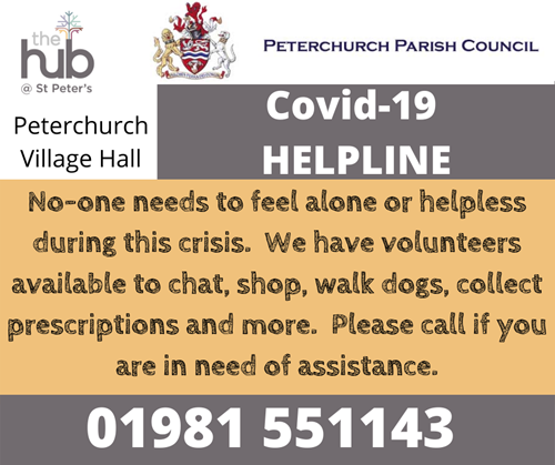 An image promoting the Covid-19 helpline on 01981 551143