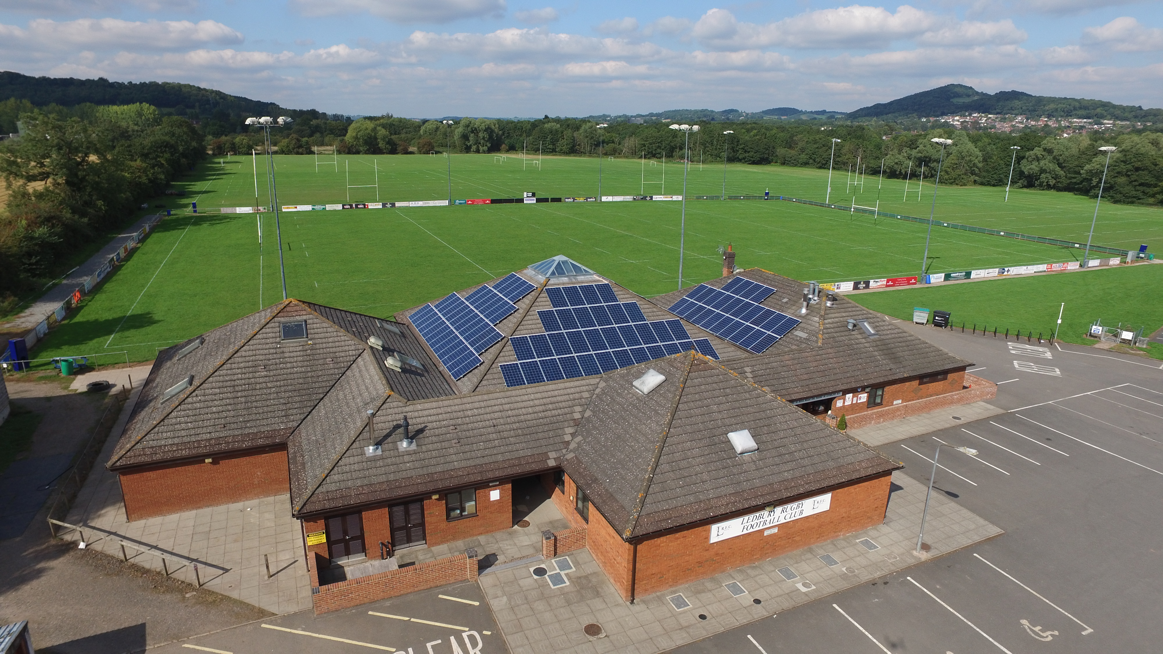 An aerial shot of Ledbury Rugby Football Club