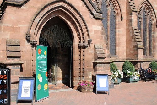 The entrance to St Peter's Church in Hereford