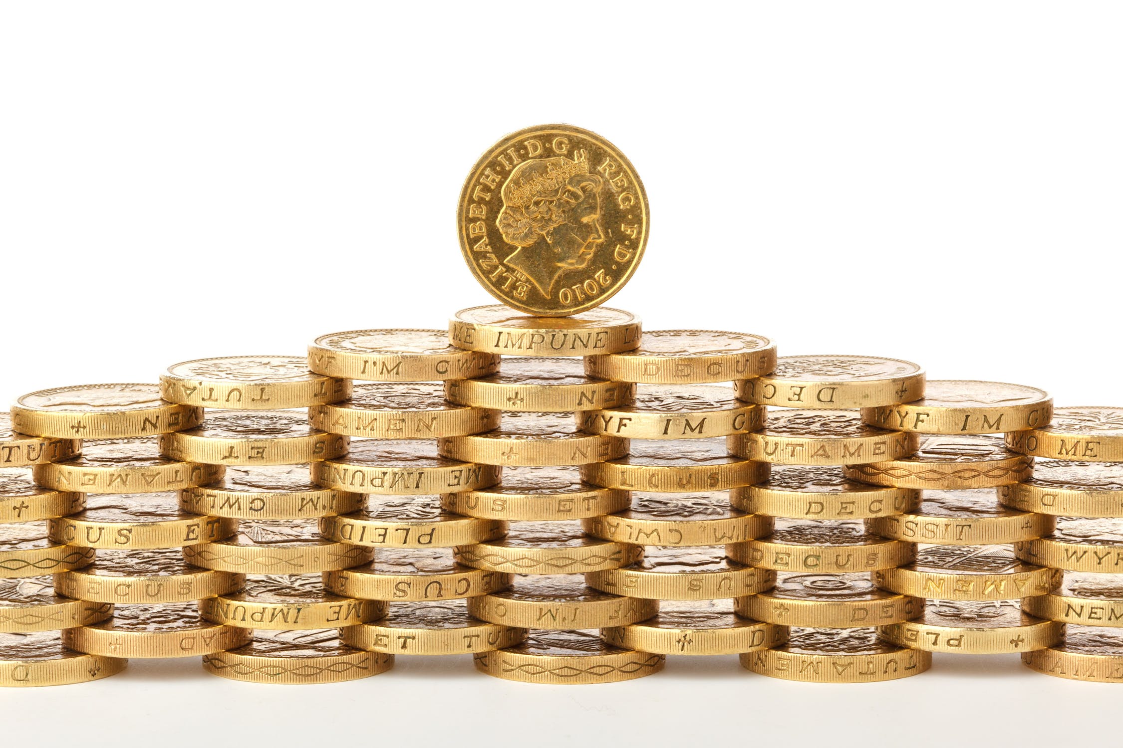An image of pound coins all stacked together