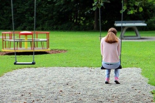 Girl alone on a swing