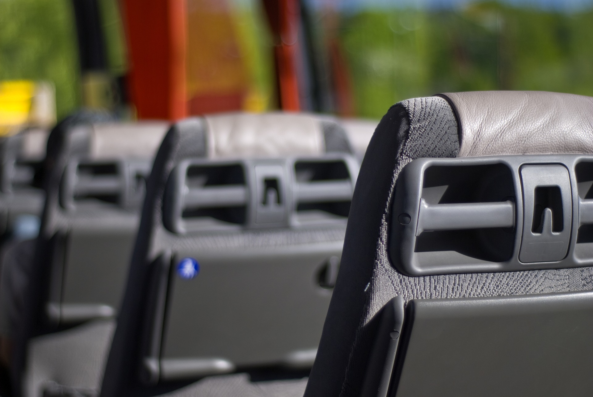 A photo of seats on a bus